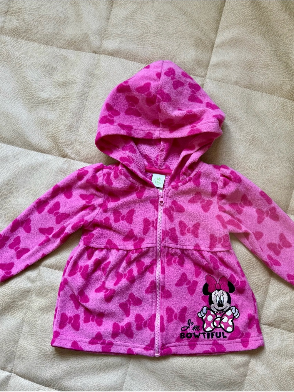 Disney Pink Hooded Minnie Mouse Jacket with Bow Print